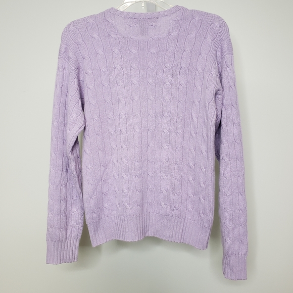 Ralph Lauren Black Label Lavender Cable Knit Cashmere Sweater Size Small - Picture 9 of 10